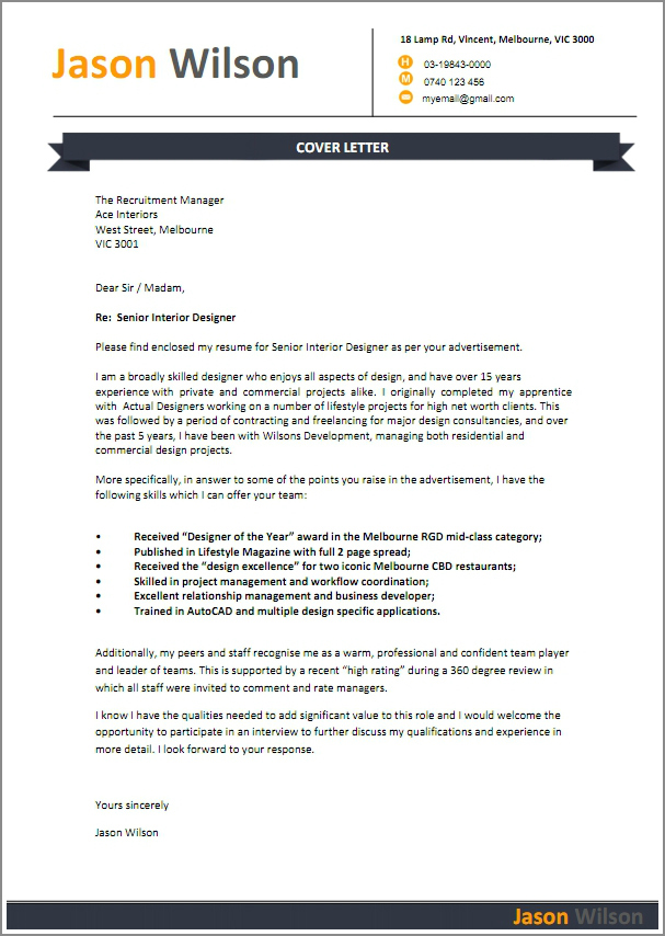 cover letter for australia job application